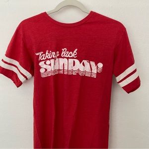 Red Striped Taking Back Sunday T Shirt